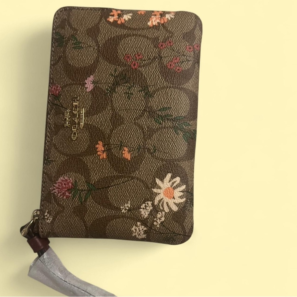 Coach Brown Floral Wristlet